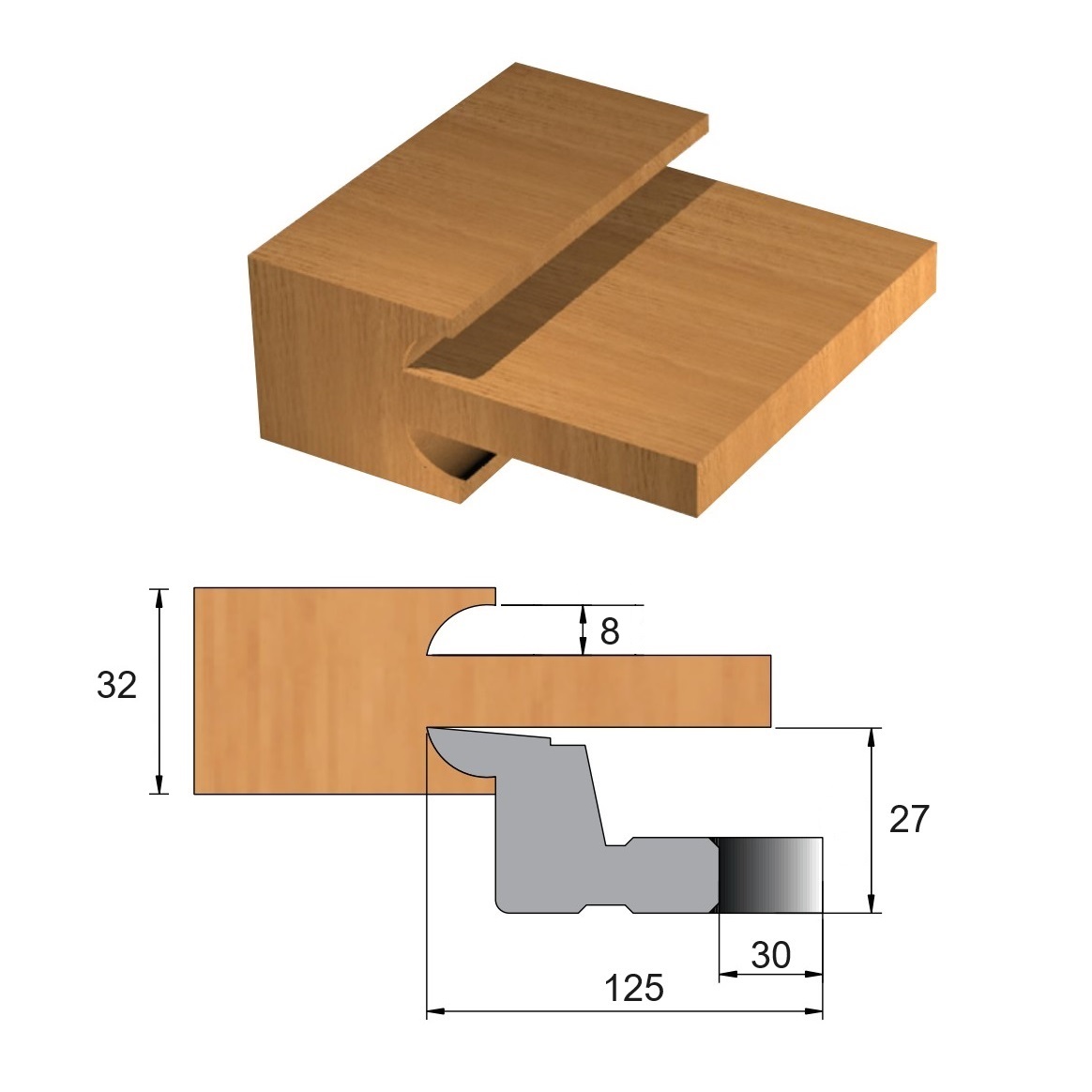 Fresa para Porta Moldurada de Aço Ø125 x 32 x 30 - Cód. 2182.02